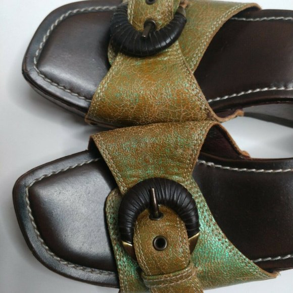 DONALD J PLINER Wedge Olive Green Slides Sandals 7 - Picture 3 of 12